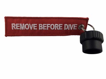 Regulator DIN cap with patch REMOVE BEFORE DIVE 
